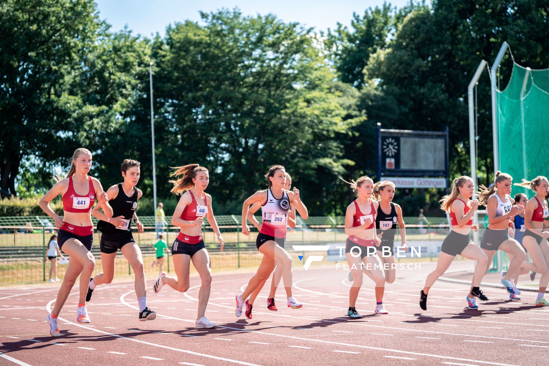 Marie Proepsting (VfL Eintracht Hannover), Jasmina Stahl (Hannover 96), Jana Schluesche (VfL Eintracht Hannover), Lara Predki (Lueneburger SV) am 02.07.2022 waehrend den NLV+BLV Leichtathletik-Landesmeisterschaften im Jahnstadion in Goettingen (Tag 1)